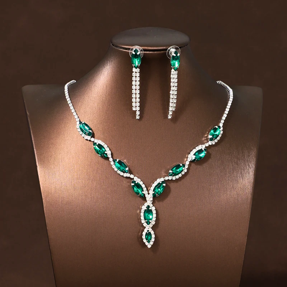 Crystal Wedding Jewelry Set | Bridal Necklace & Earrings