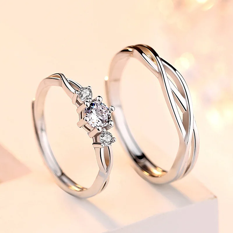 Silver Plated Couple Rings Set for Men & Women