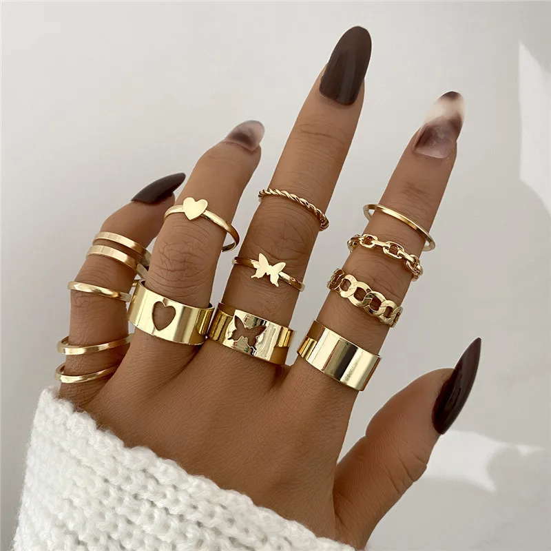 Gold Plated Stackable Rings Set for Women – Contemporary 23-Piece Collection
