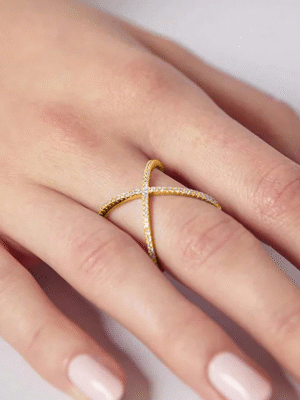 Elegant Gold Cross Ring – Dainty CZ Crystal Band for Women - Image 3