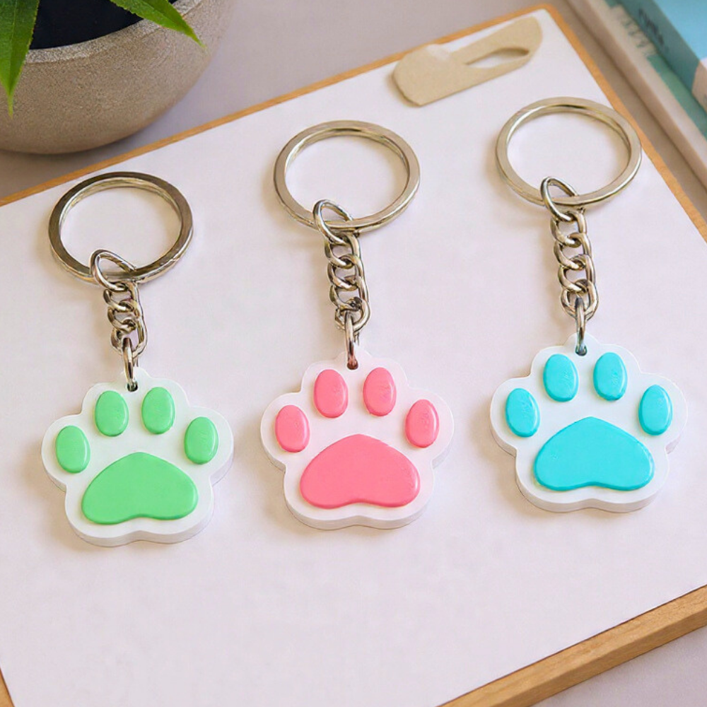 Cat Dog Paw Keychain (Pack of 3) | Cute Pet Paw Keyring for Animal lovers